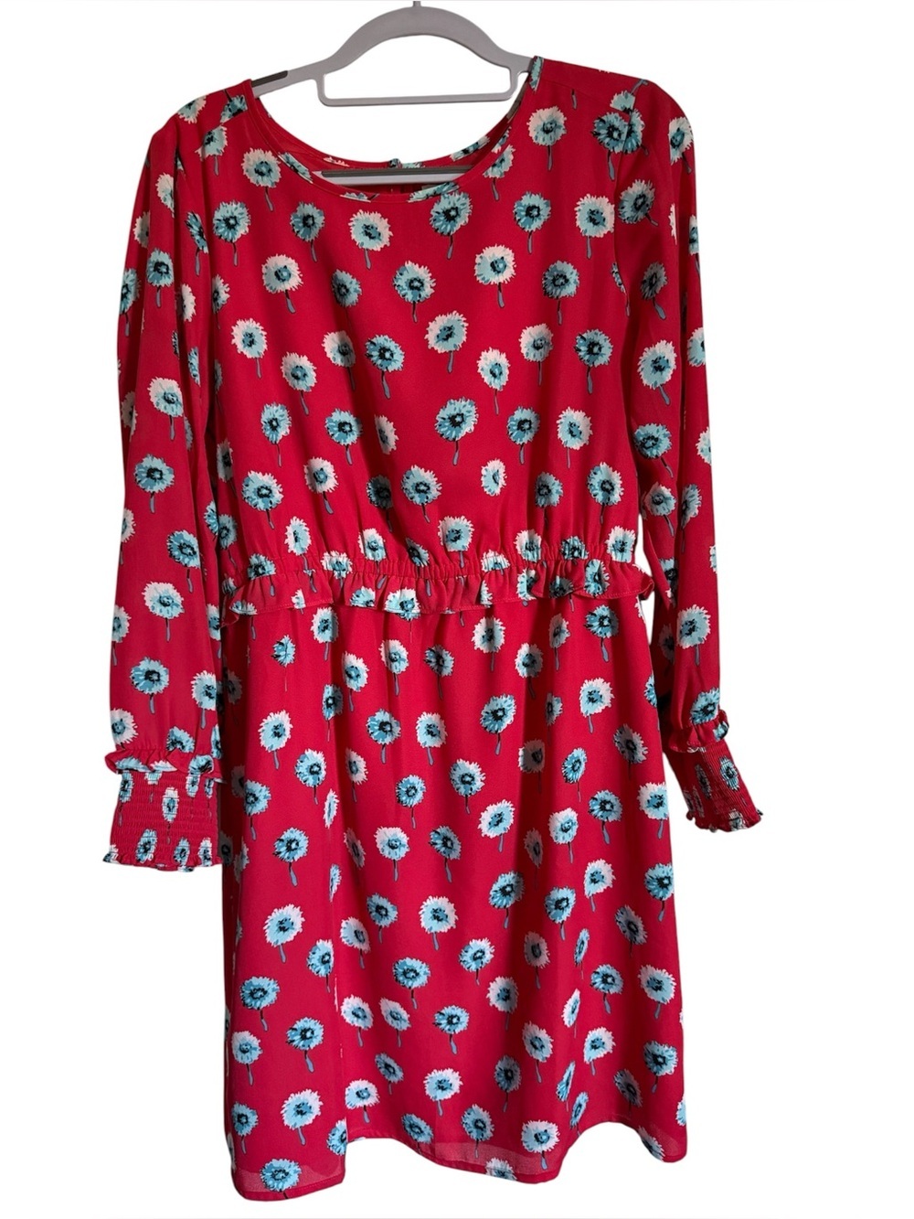 J. Crew Red Floral Long-Sleeve Casual Dress